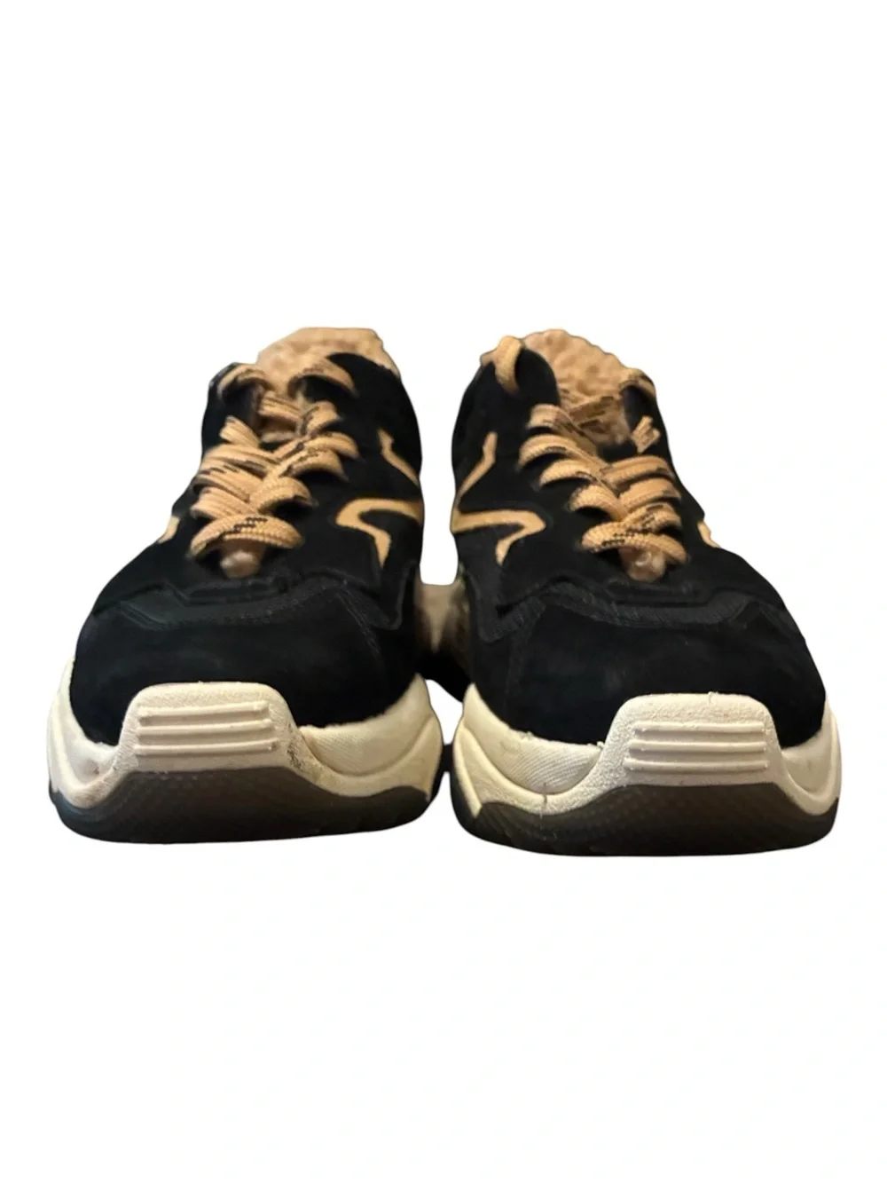 ASH Addict Fur Black Chunky Sneakers Size 38